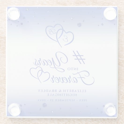 サファイアアニバーサリーハートが何年も続く ガラスコースター (裏面)