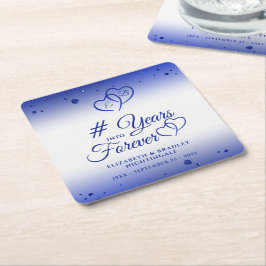 サファイアアニバーサリーハートが何年も続く スクエアペーパーコースター