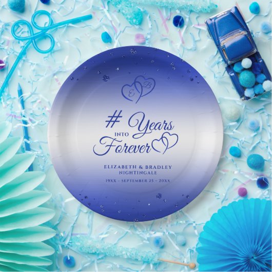 サファイアアニバーサリーハートが何年も続く ペーパープレート (パーティー)