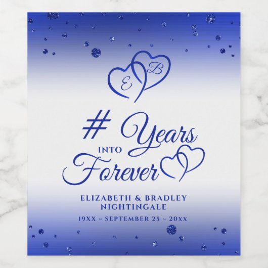 サファイアアニバーサリーハートが何年も続く ワインラベル (シングルラベル)