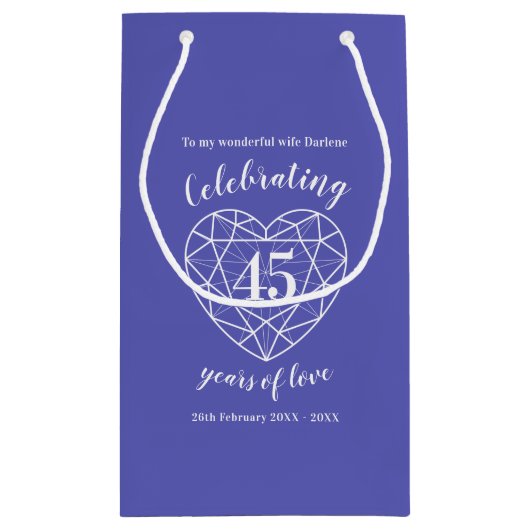サファイアアニバーサリー45年の妻抱き枕 スモールペーパーバッグ (裏面)