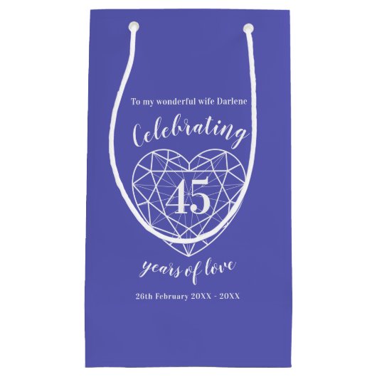 サファイアアニバーサリー45年の妻抱き枕 スモールペーパーバッグ (正面)