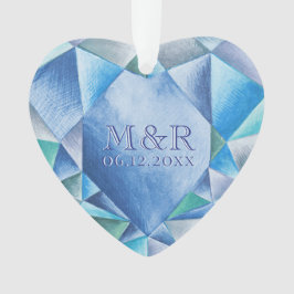 サファイアウォーターハート45結婚周年 オーナメント
