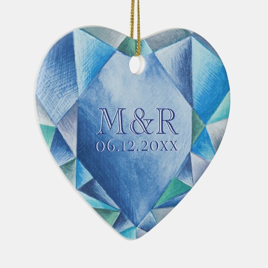 サファイアウォーターハート45結婚周年 セラミックオーナメント (右)