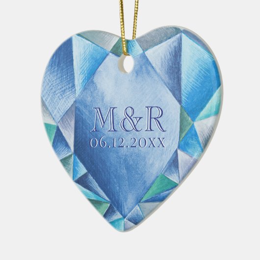 サファイアウォーターハート45結婚周年 セラミックオーナメント (左)