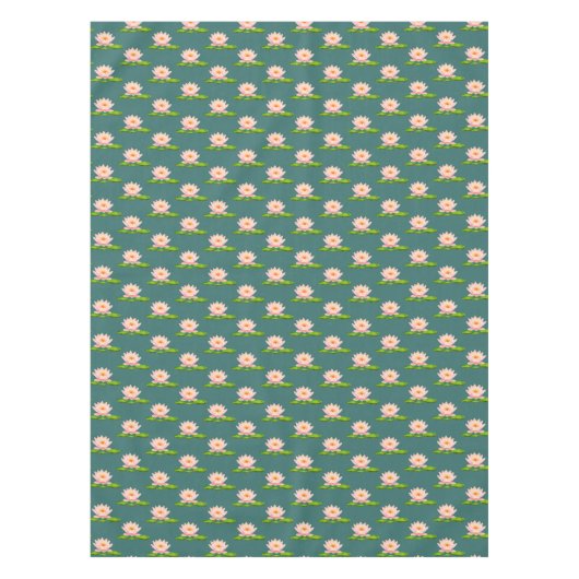 サファイアグリーンのピンクの蓮の花とユリのパッド テーブルクロス (正面)