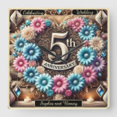 サファイアグロー： 5周年記念リフレクション スクエア壁時計 (正面)