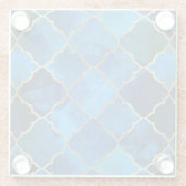 サファイアジェムストーン&金ゴールドモロッコタイルパターン ガラスコースター (裏面)