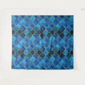 サファイアジェムストーン&金ゴールドモロッコタイルパターン タペストリー (正面(横))