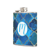 サファイアジェムストーン&金ゴールドモロッコタイルパターン フラスク (左)