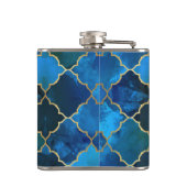 サファイアジェムストーン&金ゴールドモロッコタイルパターン フラスク (裏面)