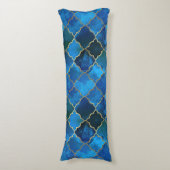 サファイアジェムストーン&金ゴールドモロッコタイルパターン ボディピロー (正面縦)