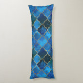 サファイアジェムストーン&金ゴールドモロッコタイルパターン ボディピロー (裏面 (縦))