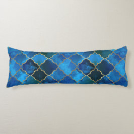 サファイアジェムストーン&金ゴールドモロッコタイルパターン ボディピロー