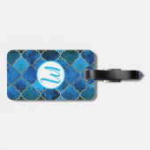 サファイアジェムストーン&金ゴールドモロッコタイルパターン ラゲッジタグ (裏面横)