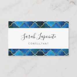 サファイアジェムストーン&金ゴールドモロッコタイルパターン 名刺