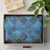 サファイアジェムストーン&金ゴールドモロッコタイルパターン 薄葉紙 (ギフト)