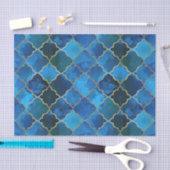 サファイアジェムストーン&金ゴールドモロッコタイルパターン 薄葉紙 (クラフト)