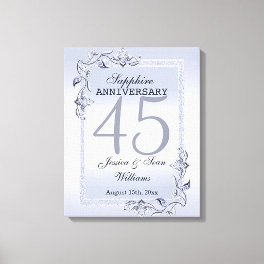 サファイアジェム&グリッター45結婚周年 キャンバスプリント (正面)