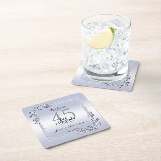 サファイアジェム&グリッター45結婚周年 スクエアペーパーコースター (インサイチュ)