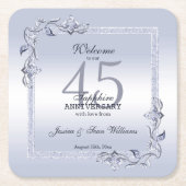 サファイアジェム&グリッター45結婚周年 スクエアペーパーコースター (正面)