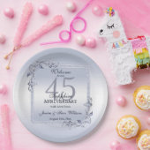 サファイアジェム&グリッター45結婚周年 ペーパープレート (パーティー)