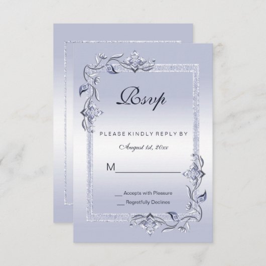 サファイアジェム&グリッター45thウェディングRSVP (正面/裏面)