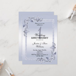 サファイアジェム＆グリッター＆結婚1周年 招待状