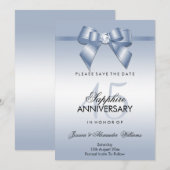 サファイアジェム ボウ&リボン 45周年結婚記念日 セーブザデート (正面/裏面)