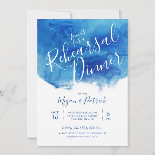 サファイアタイズ結婚リハーサルディナー招待状 招待状 (正面)