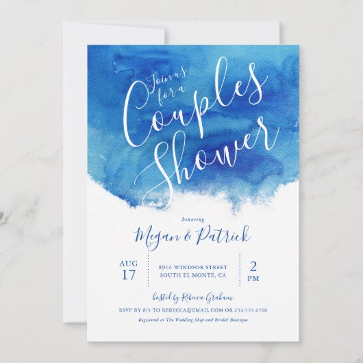 サファイアタイドカップルズシャワー招待状 招待状 (正面)