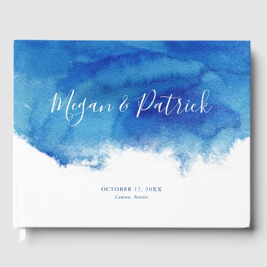 サファイアタイドパーソナライズされた結婚ズ ゲストブック (正面)