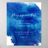 サファイアタイド結婚のゲストブックのバイブル記号 ポスター (正面)