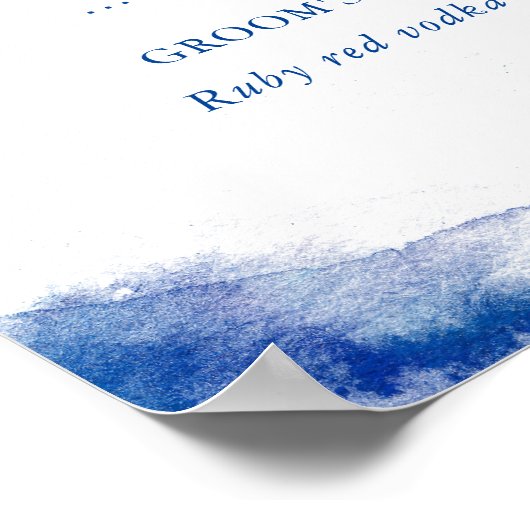 サファイアタイド結婚のドリンクのメニューサイン ポスター (角)