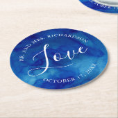 サファイアタイド結婚ズラブモノグラム紙コースター ラウンドペーパーコースター (アングル)