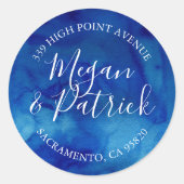 サファイアタイド結婚ラウンド差出人住所ラベル ラウンドシール (正面)