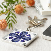 サファイアダイヤモンドアート、ブルーキーチェーン キーホルダー (側面)