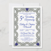 サファイアダイヤモンド ５周年結婚記念日パーティー 招待状 (正面)