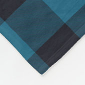 サファイアネイビーバッファロープレイドトウィル フリースブランケット (角)