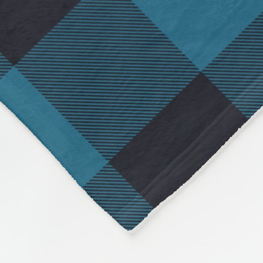 サファイアネイビーバッファロープレイドトウィル フリースブランケット (角)