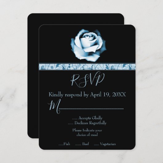 サファイアバラウェディングRSVPカード 出欠カード (正面/裏面)