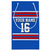 サファイアブルーとレッドホワイトストライプチームジャージー スモールペーパーバッグ (裏面)