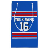 サファイアブルーとレッドホワイトストライプチームジャージー スモールペーパーバッグ (正面)