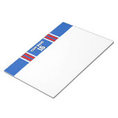 サファイアブルーとレッドホワイトストライプチームジャージー ノートパッド (アングル)