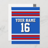 サファイアブルーとレッドホワイトストライプチームジャージー ポストカード (正面/裏面)
