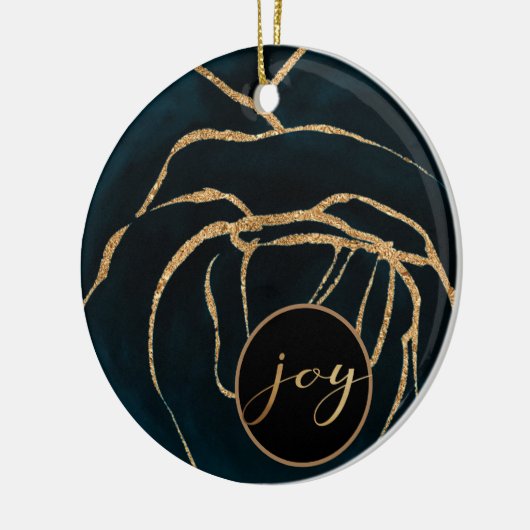 サファイアブルーと金ゴールドジョイ写真オーナメント セラミックオーナメント (左)