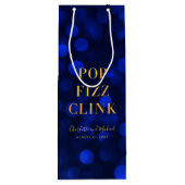 サファイアブルーのボケと贋金めっきのPop+Fizz+Clink ワインギフトバッグ (裏面)