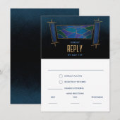 サファイアブルーのモザイク トーラ スクロール レスポンス カード (正面/裏面)