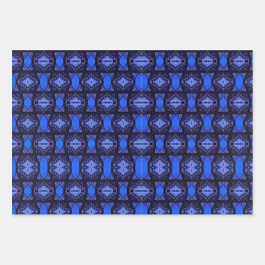 サファイアブルーの空の幾何学的な電気美 ラッピングペーパーシート (正面3)
