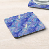 サファイアブルーの落書きテクスチャ コースター (左側)